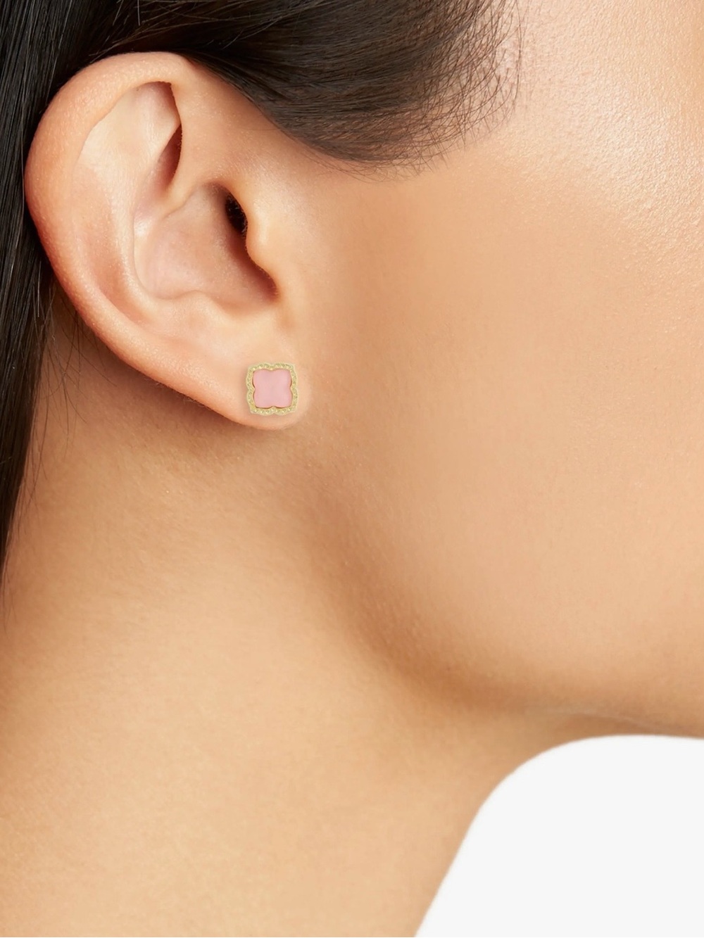 Brand New Kendra Scott Mallory in Gold Rose Quartz Stud Earrings - Picture 2 of 7